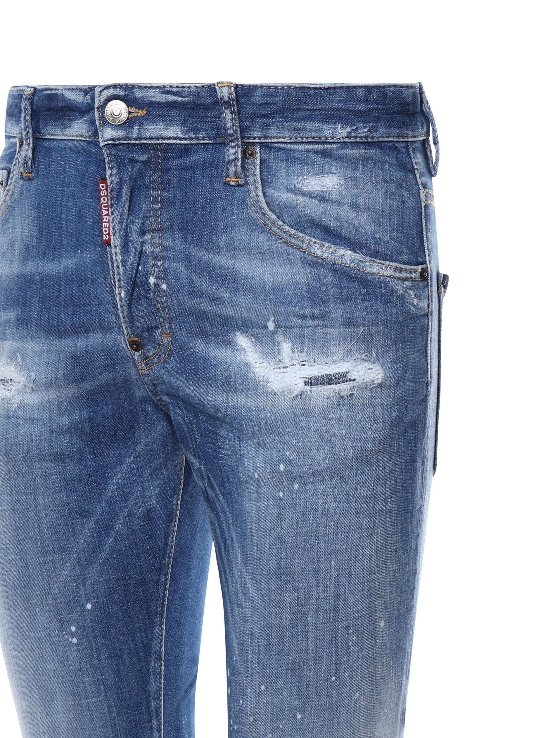 Pantaloni affusolati effetto vissuto S74LB1675 S30872470 DSQUARED2 