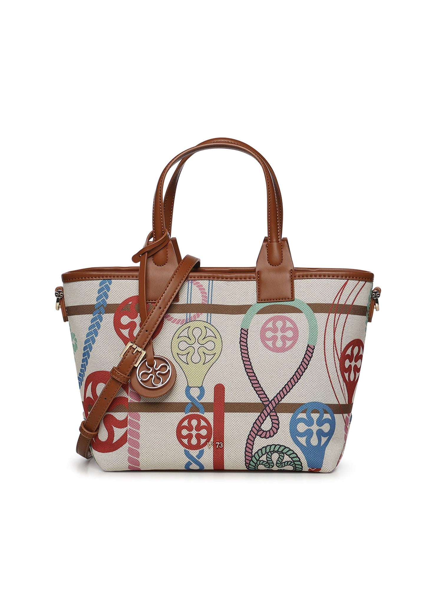 Borsa shopping Guenda con logo 73BS9MT01 GUENDAOFF WHITE/MULTICOLOR V° 73 
