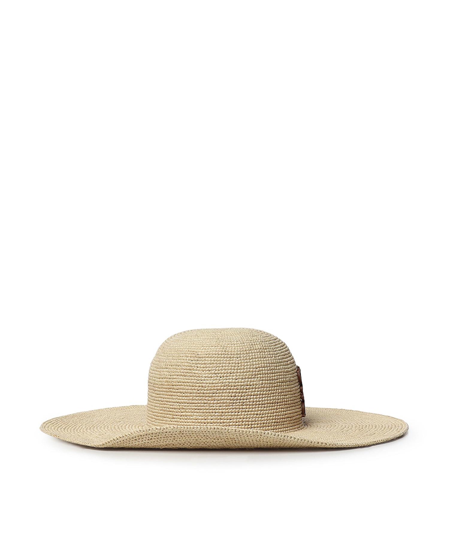 Cappello da sole in rafia e pelle di vitello K820SUHX04 2123 LOEWE 