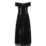 Abito midi Amaira in voile di cotone e pizzo 261623 BLACK CHARO RUIZ 