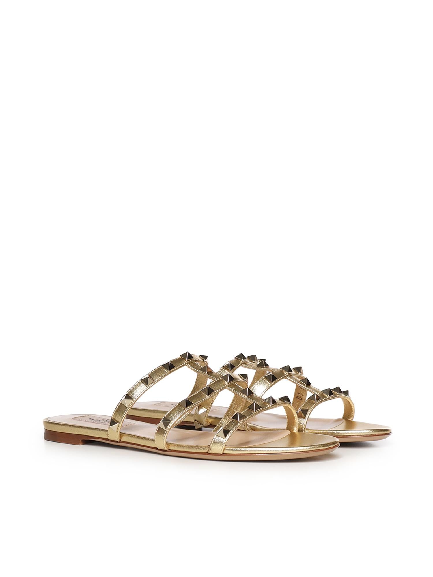 Sandalo slide Rockstud in nappa laminata 7W2S0C49 QKHI8M VALENTINO GARAVANI 