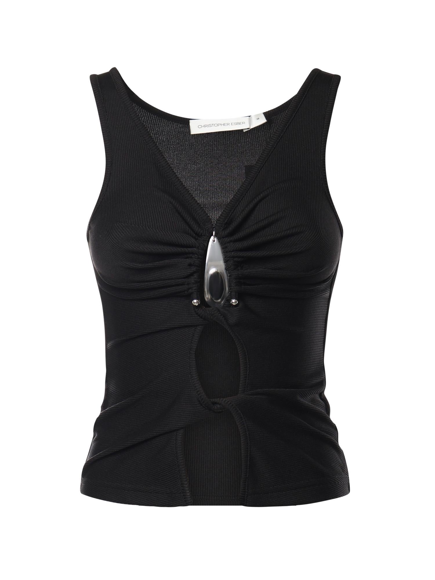 Top Crystal in maglia a coste 25041333 BLACK CHRISTOPHER ESBER 