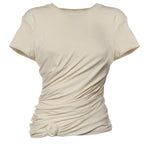 T-shirt con nodo laterale e drappeggio 168526  MAGDA BUTRYM 