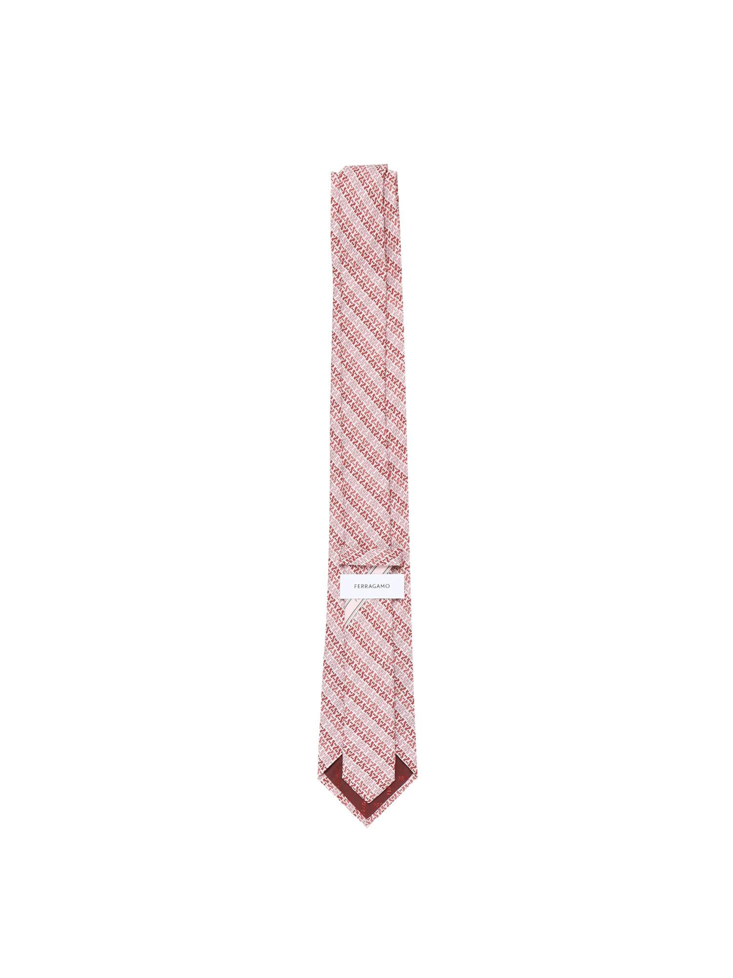 Cravatta in seta stampa Gancini chain<BR/> 351298 786571003 FERRAGAMO 