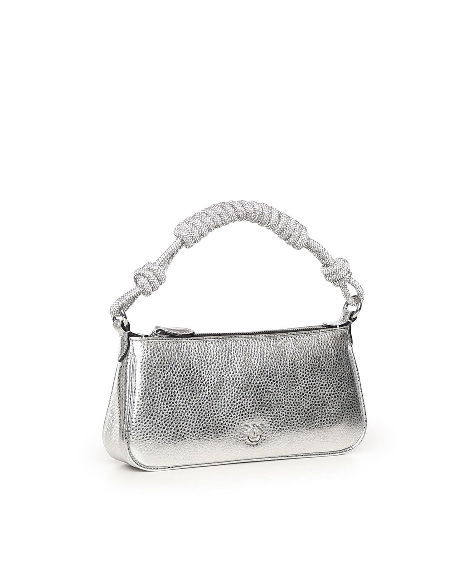 Mini bag Half Moon Horizontal in pelle laminata con strass 105915 A2WDZZFN PINKO 