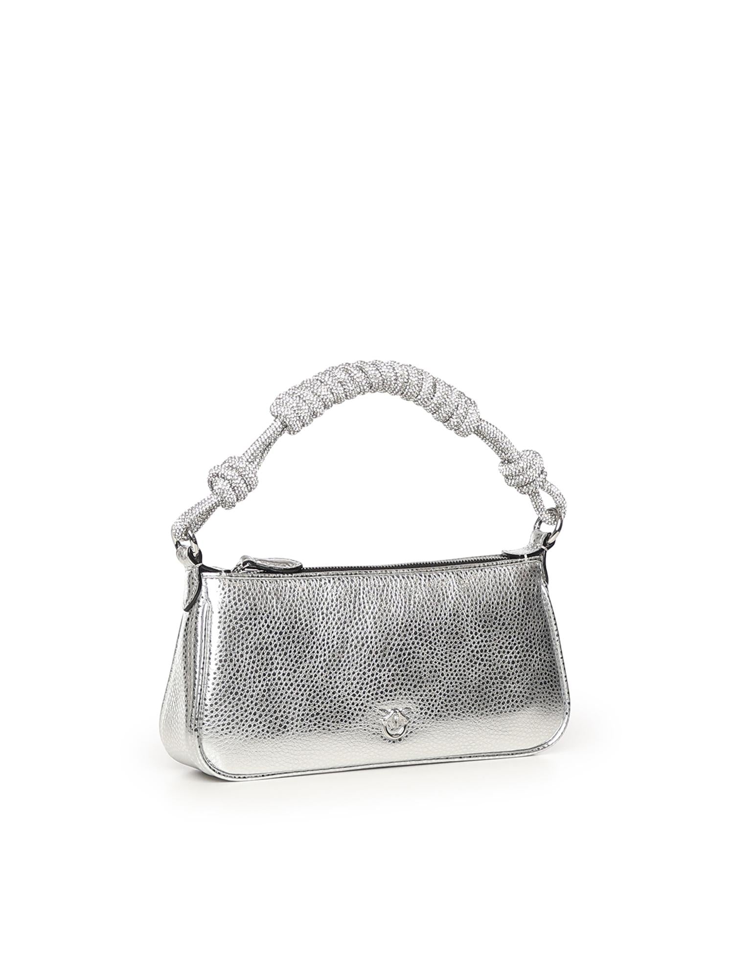 Mini bag Half Moon Horizontal in pelle laminata con strass 105915 A2WDZZFN PINKO 