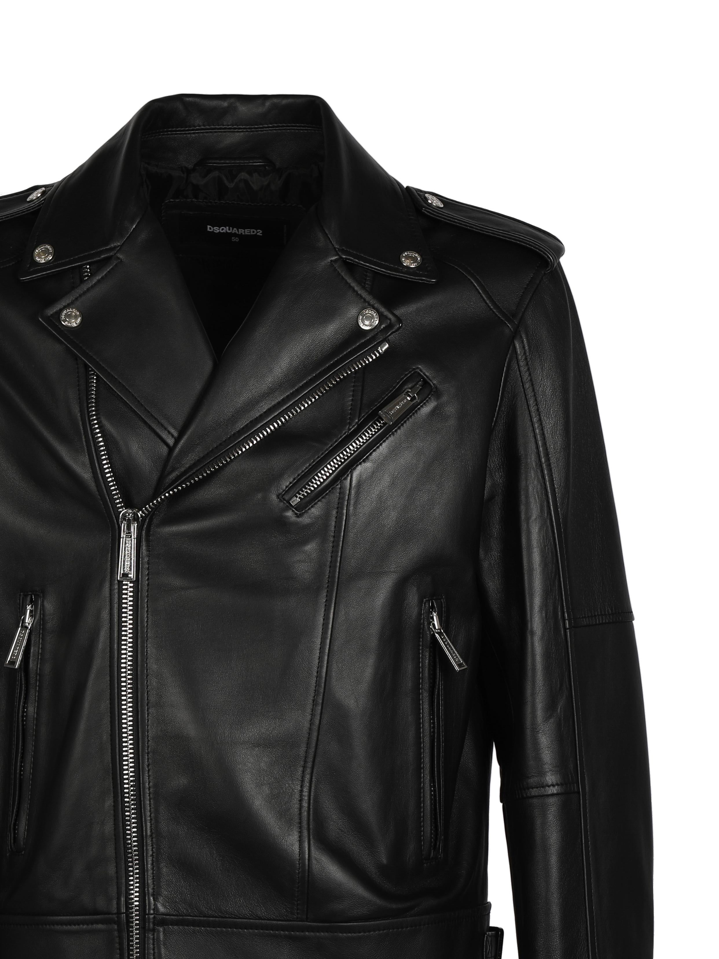 Giacca biker in pelle S74AM1329 SY1491900 DSQUARED2 
