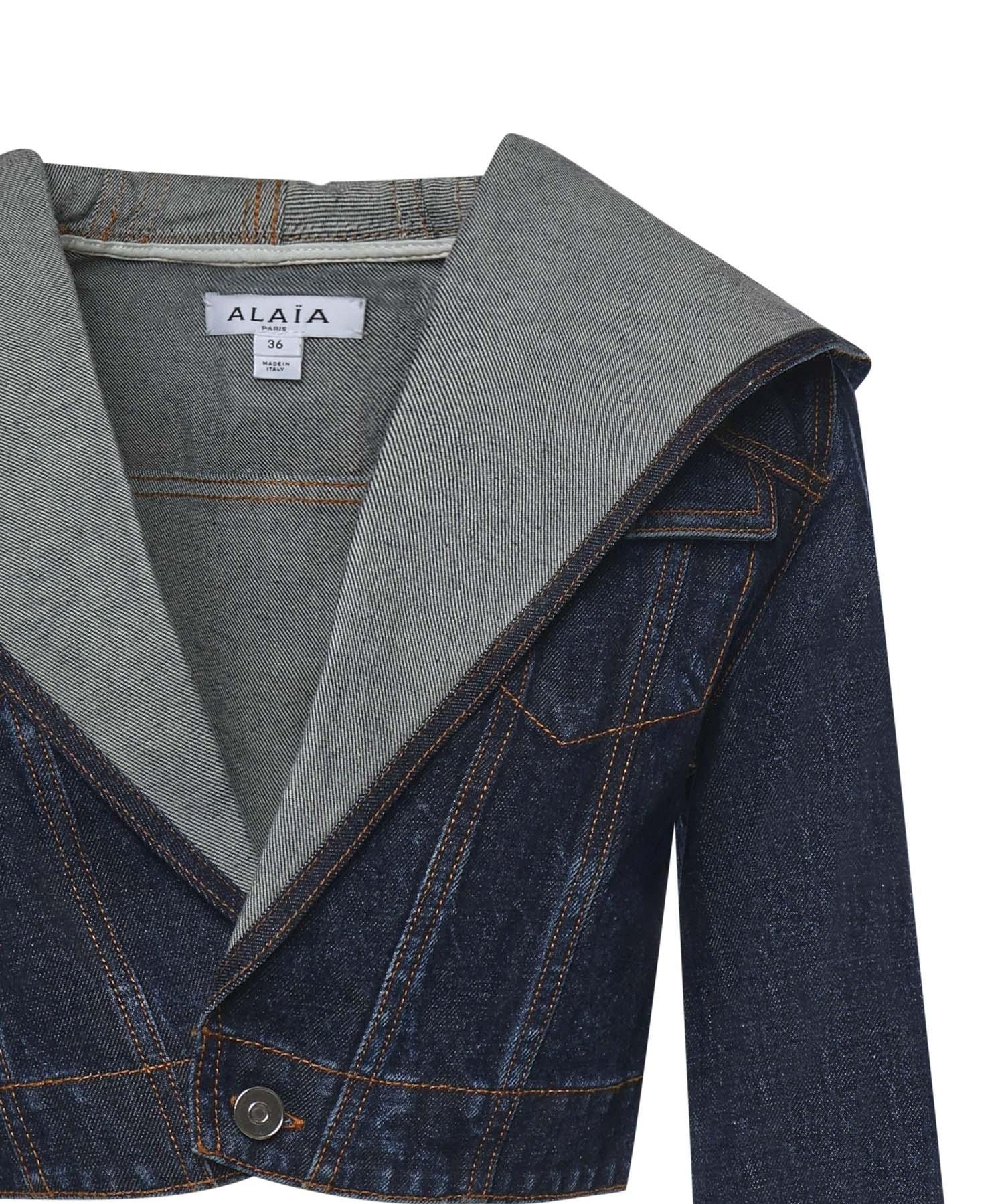 Giacca corta con cappuccio in denim AA9V0306D014C A24 ALAIA 
