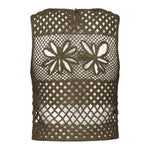 Top senza maniche crochet traforato 104733 A2FFX26 PINKO 