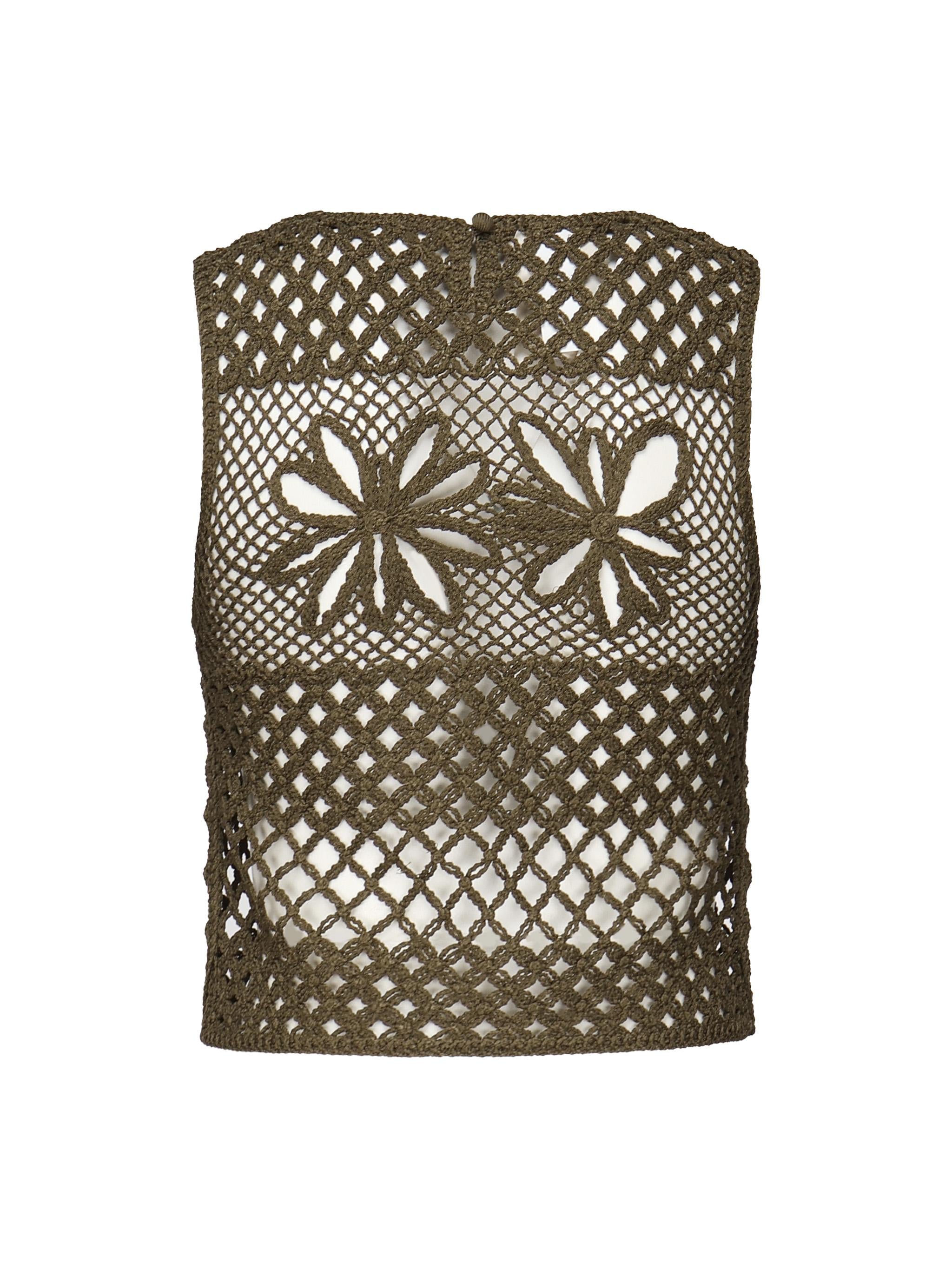 Top senza maniche crochet traforato 104733 A2FFX26 PINKO 