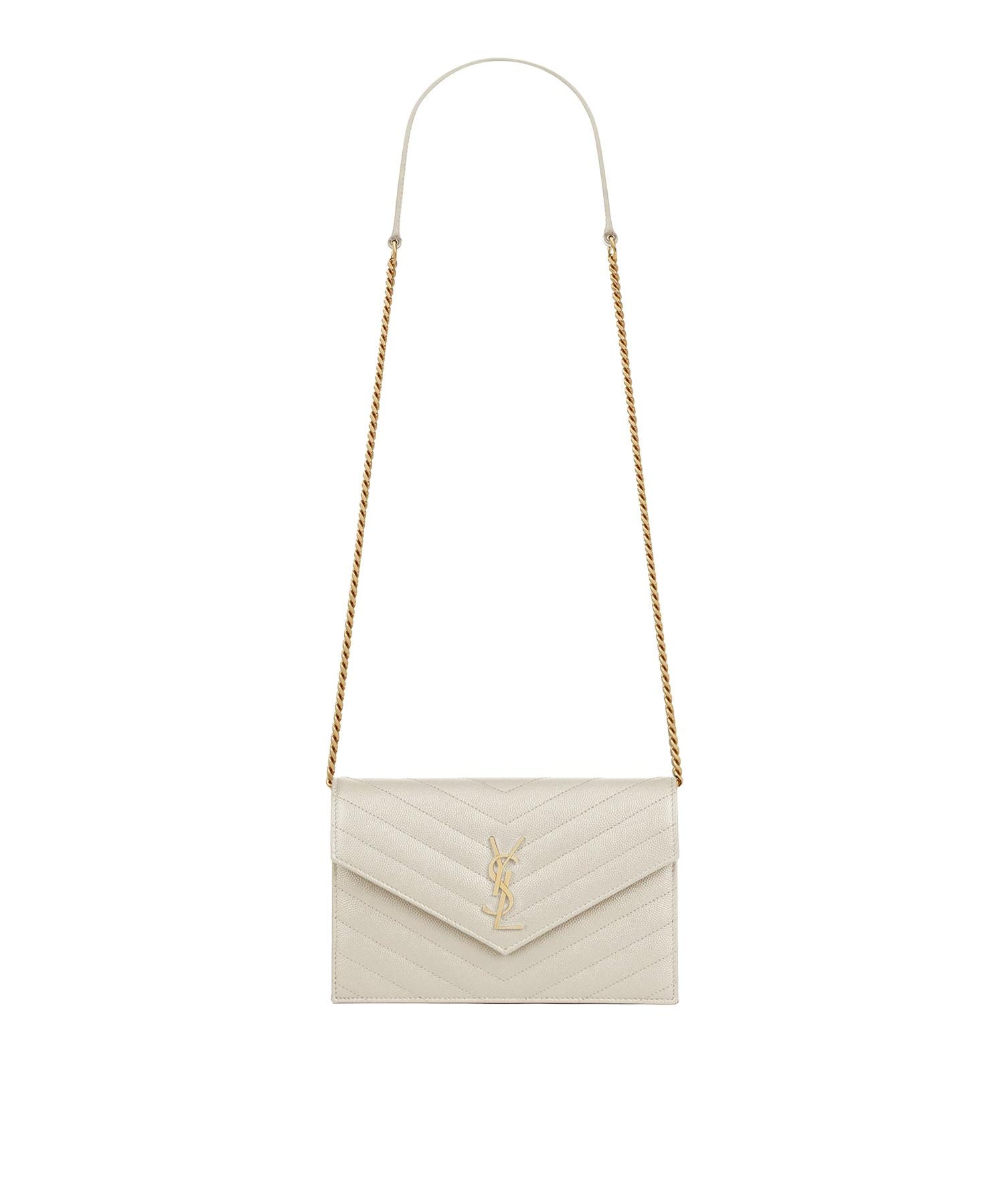 Pochette Envelope con catena Cassandre in pelle grain de poudre 857605 BOW019207 SAINT LAURENT 