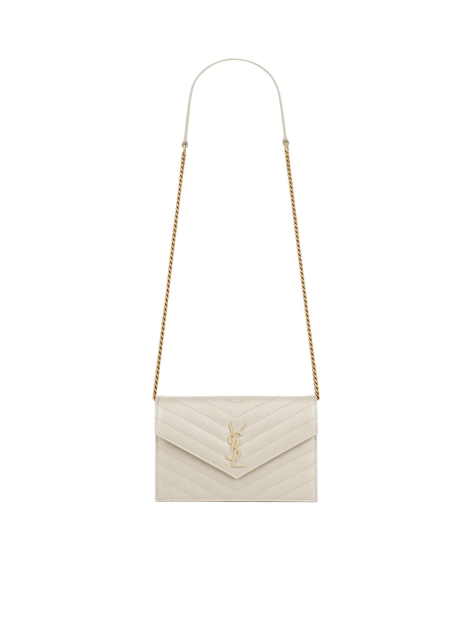 Pochette Envelope con catena Cassandre in pelle grain de poudre 857605 BOW019207 SAINT LAURENT 