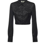 Camicia cropped in seta FF jacquard FS7994 AJ0ZF0GME FENDI 
