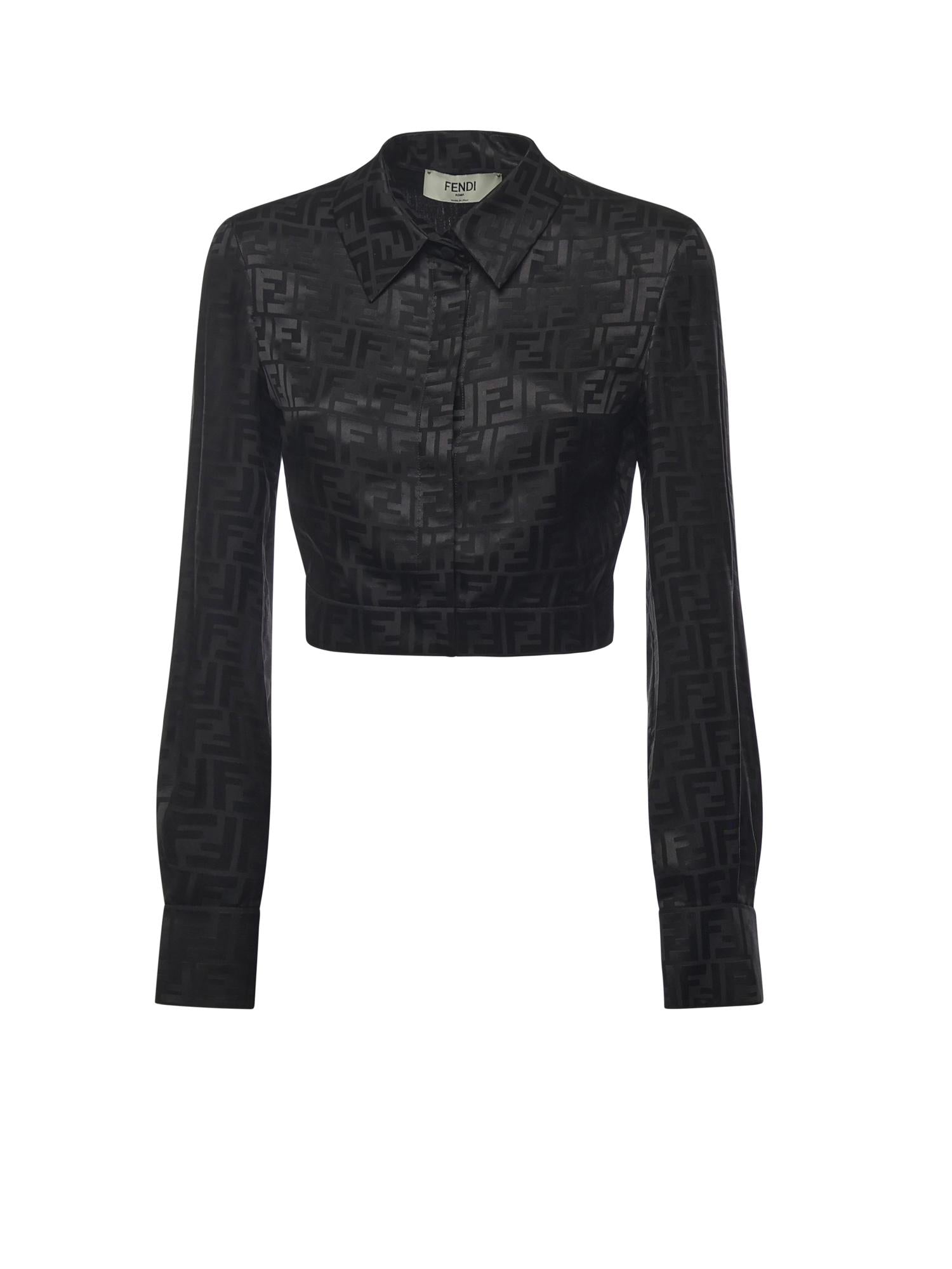Camicia cropped in seta FF jacquard FS7994 AJ0ZF0GME FENDI 