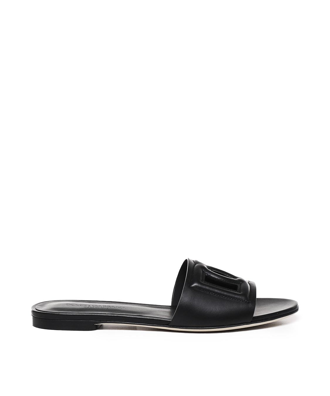 Slide in pelle di vitello e logo CQ0436 AY32980999 DOLCE & GABBANA 