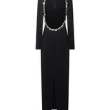 Abito lungo in crêpe con paillettes 114969 100 ROTATE 