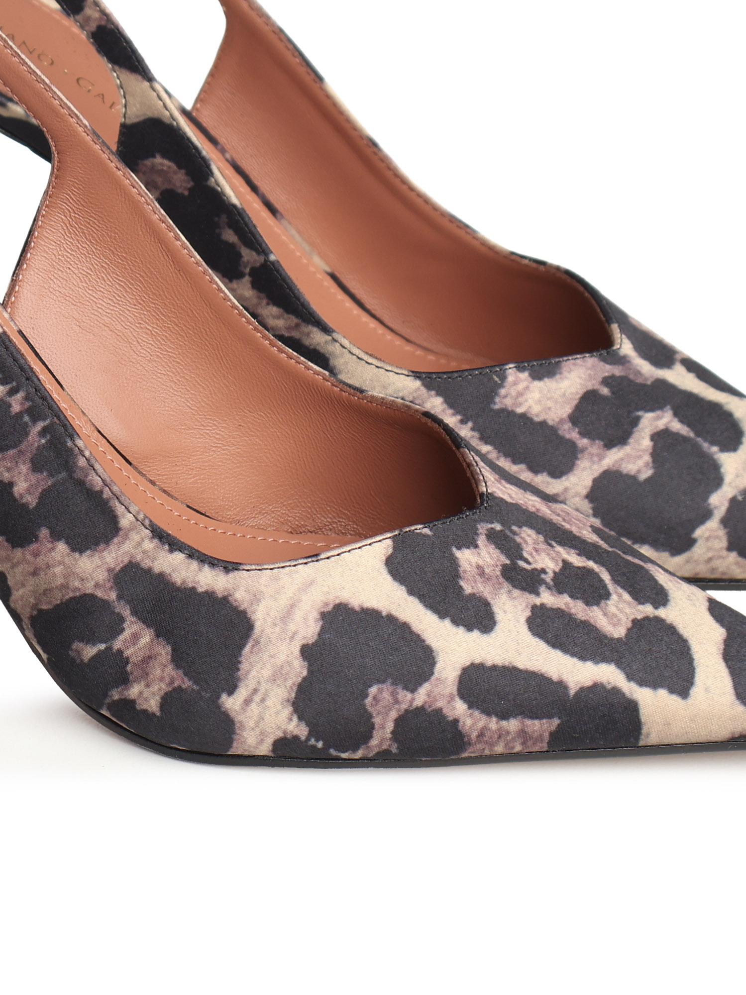 Décolleté slingback in raso stampa animalier HOLLY 90 RASOLEOPARD GIULIANO GALIANO 