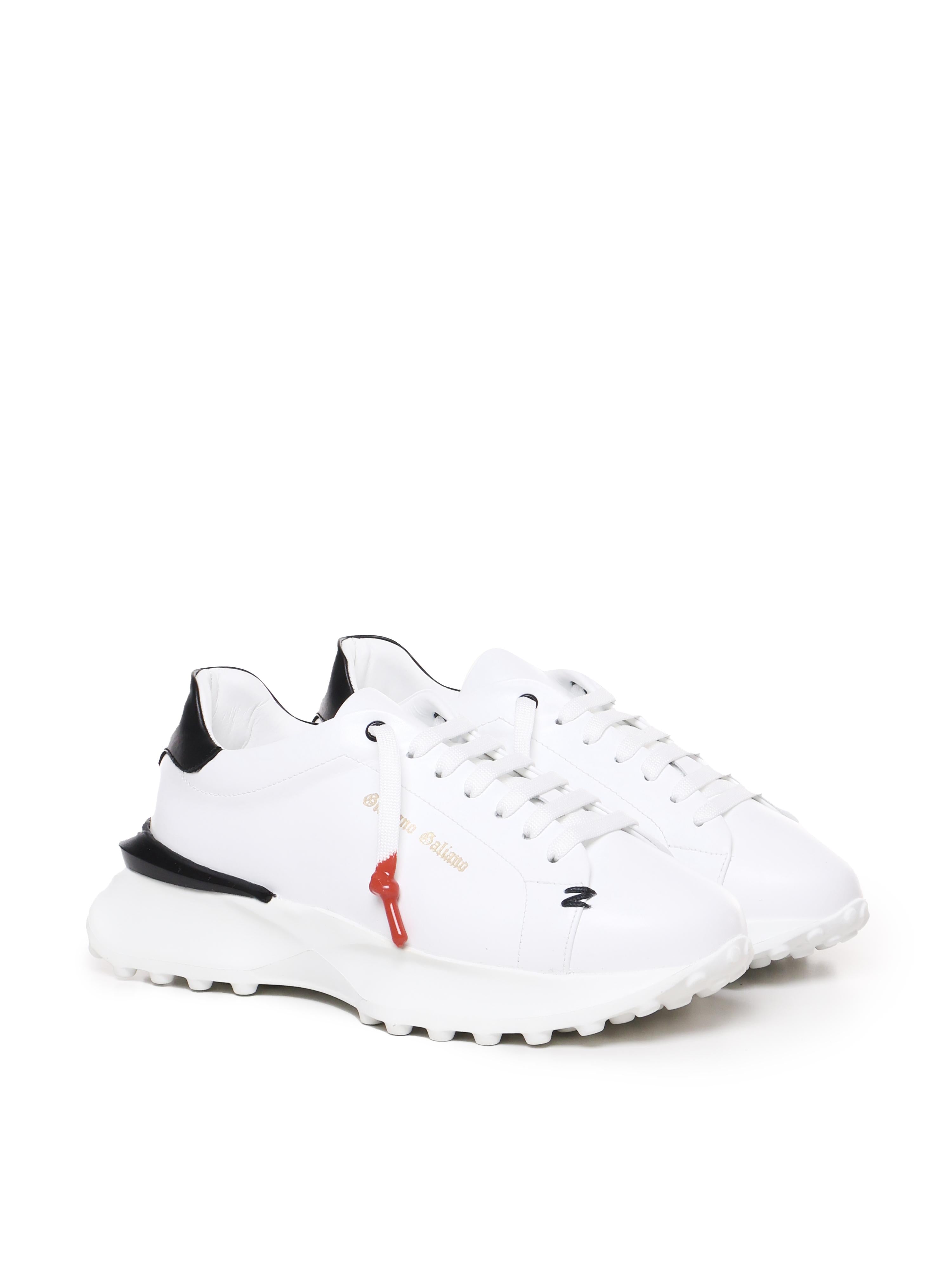 Sneakers Raptor 1 in pelle<BR/> RAPTOR1 NAPPAWHITE/BLACK GIULIANO GALIANO 