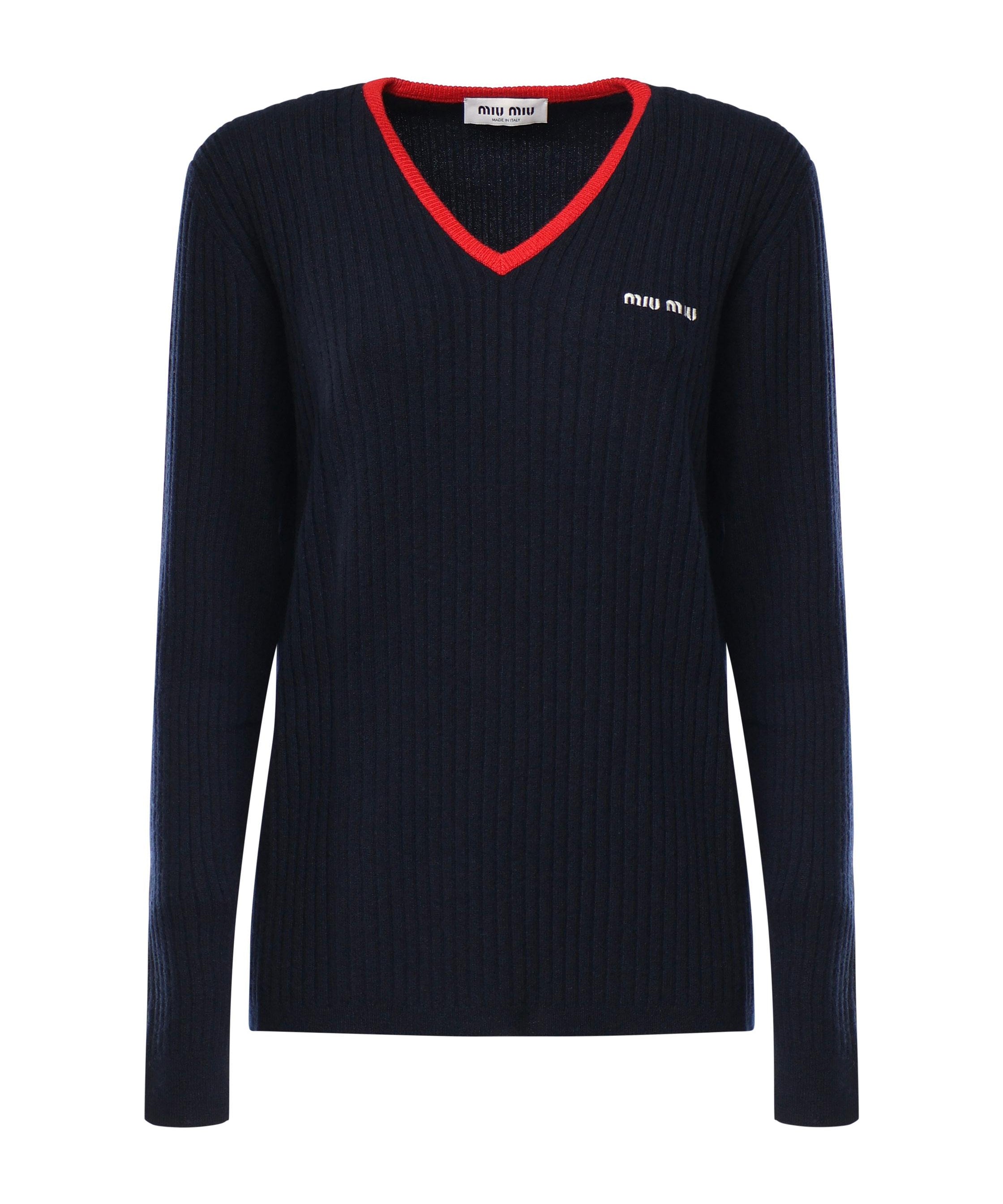 Maglia scollo a V in cashmere MMLA33 1580F059F MIU MIU 