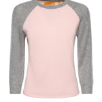 Baseball tee in cashmere W40610JL POWDER PINK/HEATHER GREY GUEST IN RESIDENCE 