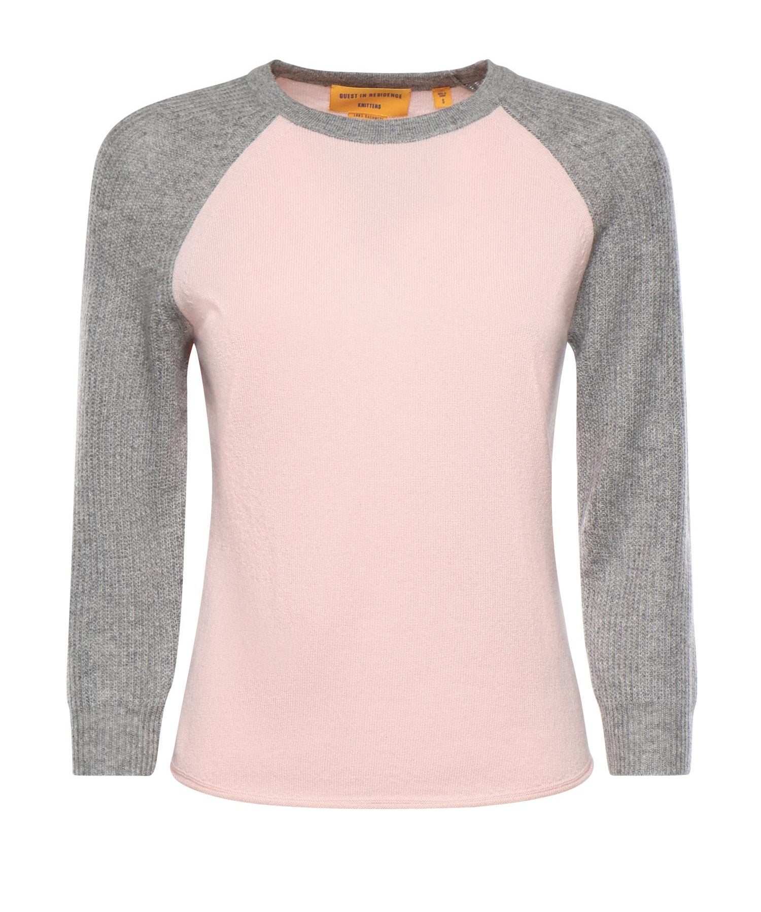 Baseball tee in cashmere W40610JL POWDER PINK/HEATHER GREY GUEST IN RESIDENCE 