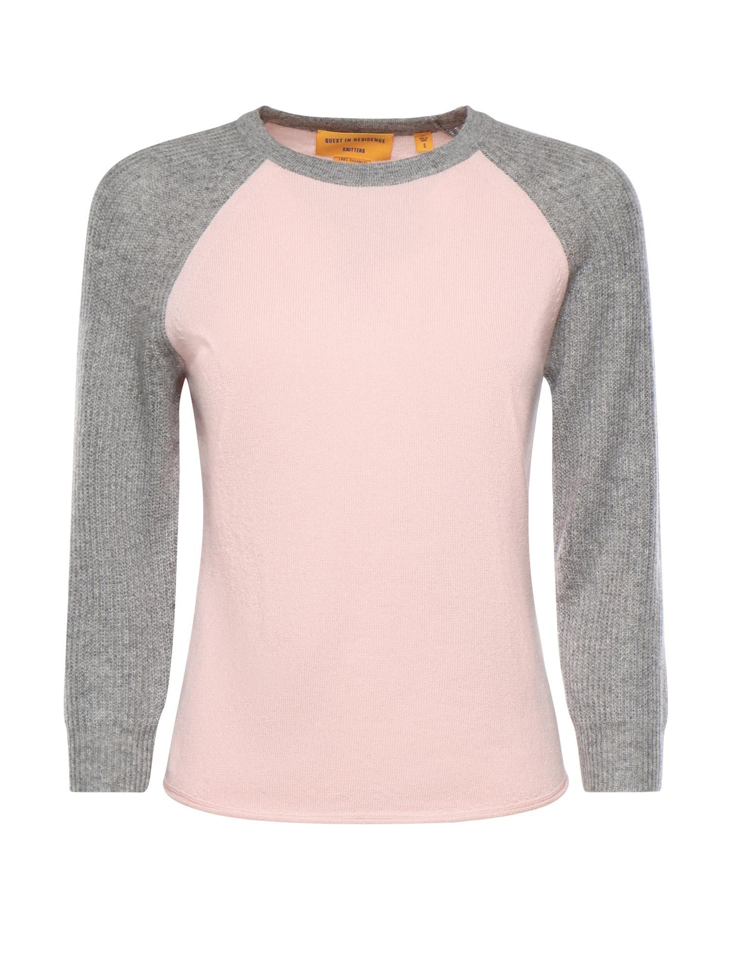 Baseball tee in cashmere W40610JL POWDER PINK/HEATHER GREY GUEST IN RESIDENCE 