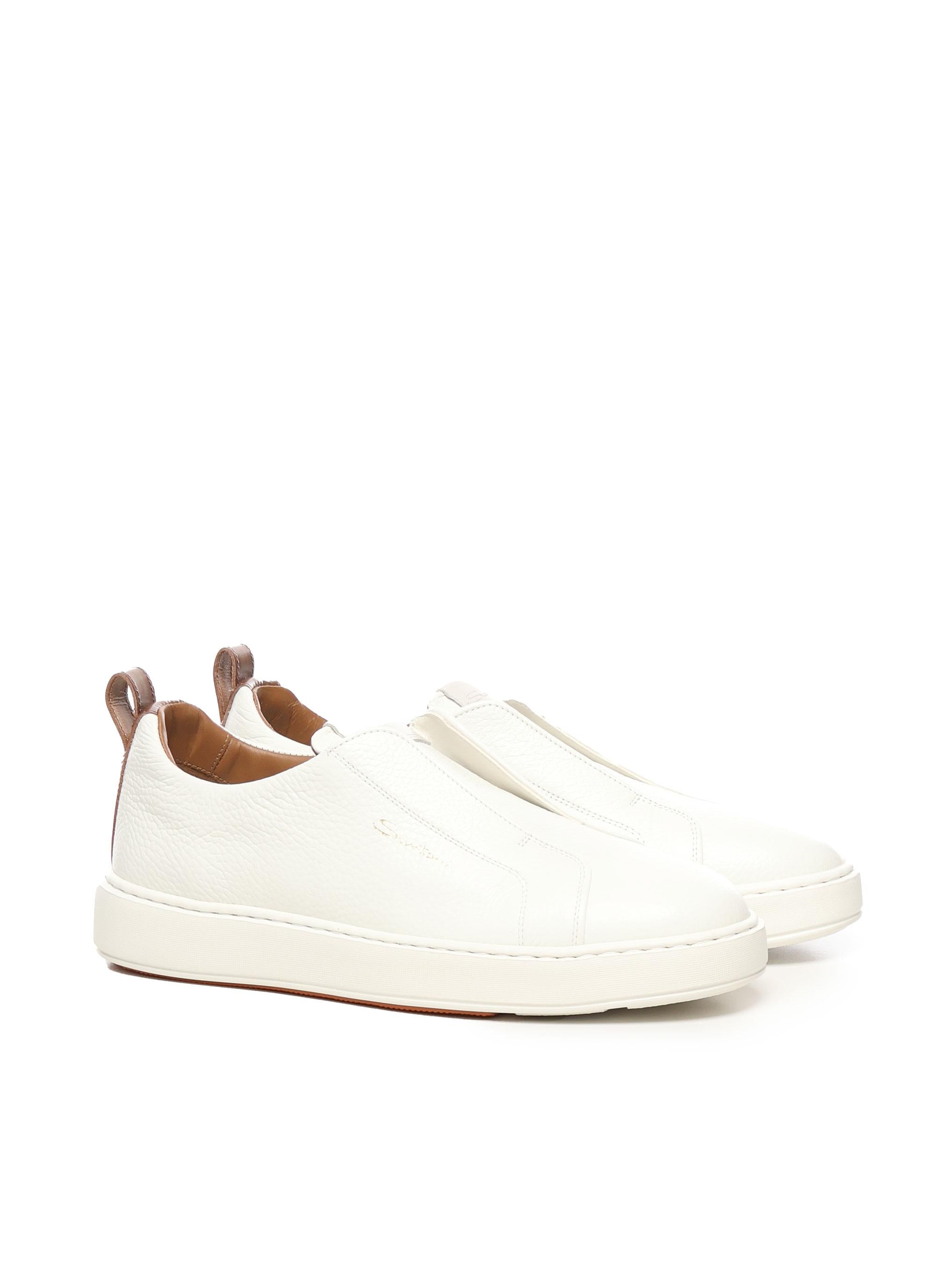 Sneakers slip-on in pelle MBCD21959BARS CBEI50WHITE SANTONI 