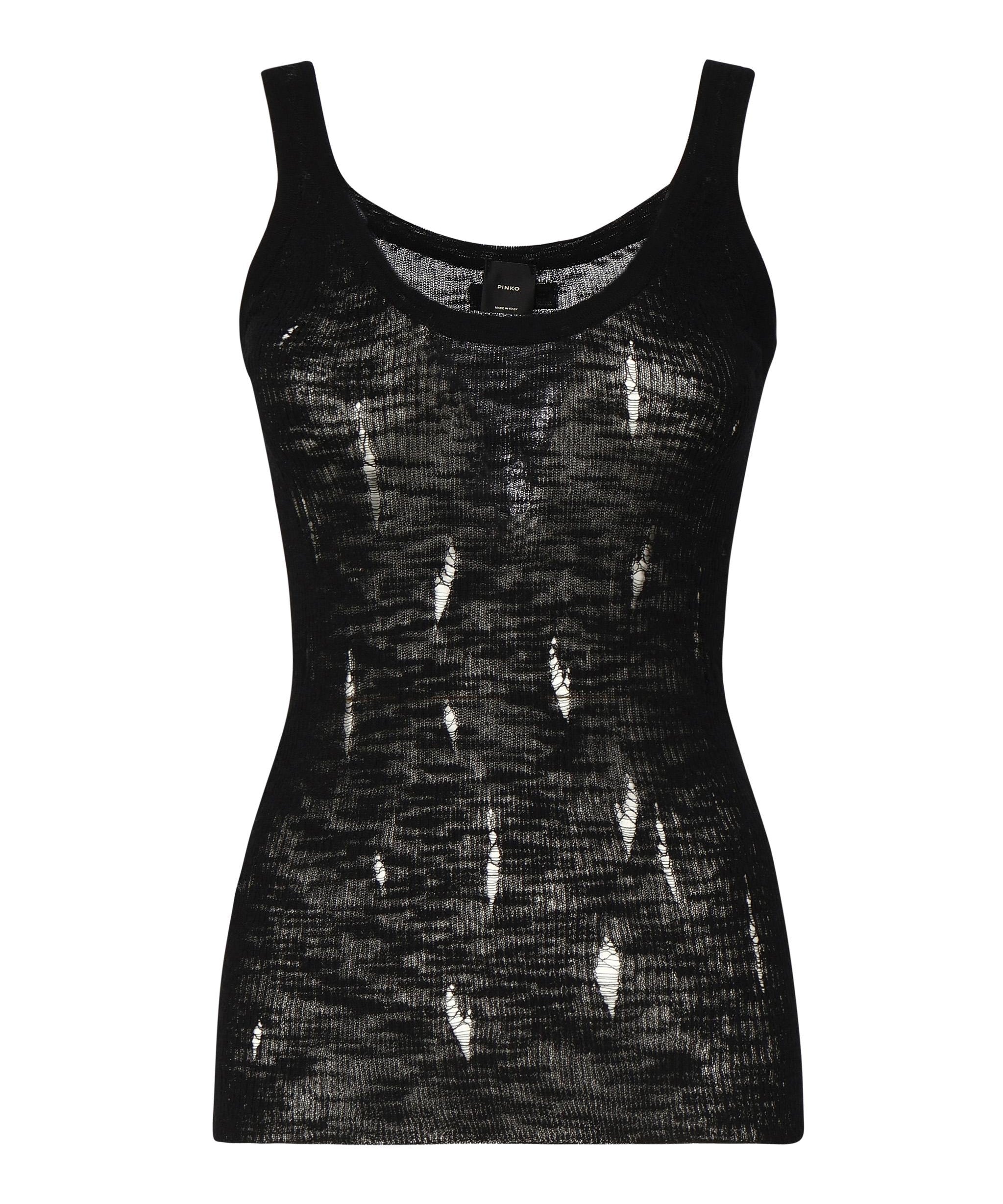 Canottiera a costine con strappi 105143 A2LPZ99 PINKO 