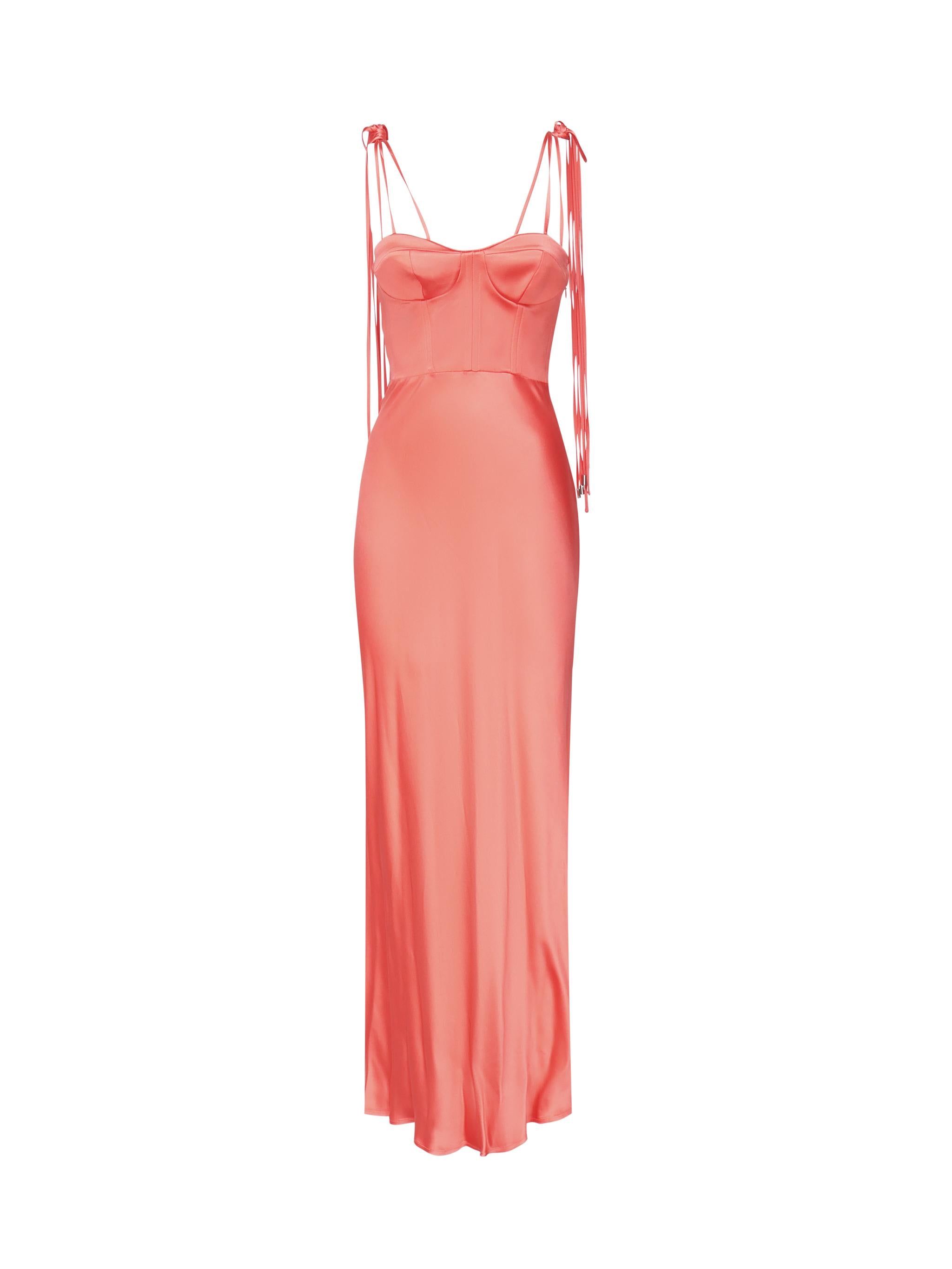 Abito lungo in satin 104996 A2GZN53 PINKO 