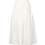 Gonna midi ricamata in cotone SS25137MSK WHITE SELF-PORTRAIT 