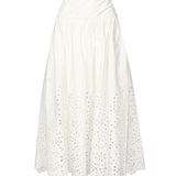 Gonna midi ricamata in cotone SS25137MSK WHITE SELF-PORTRAIT 