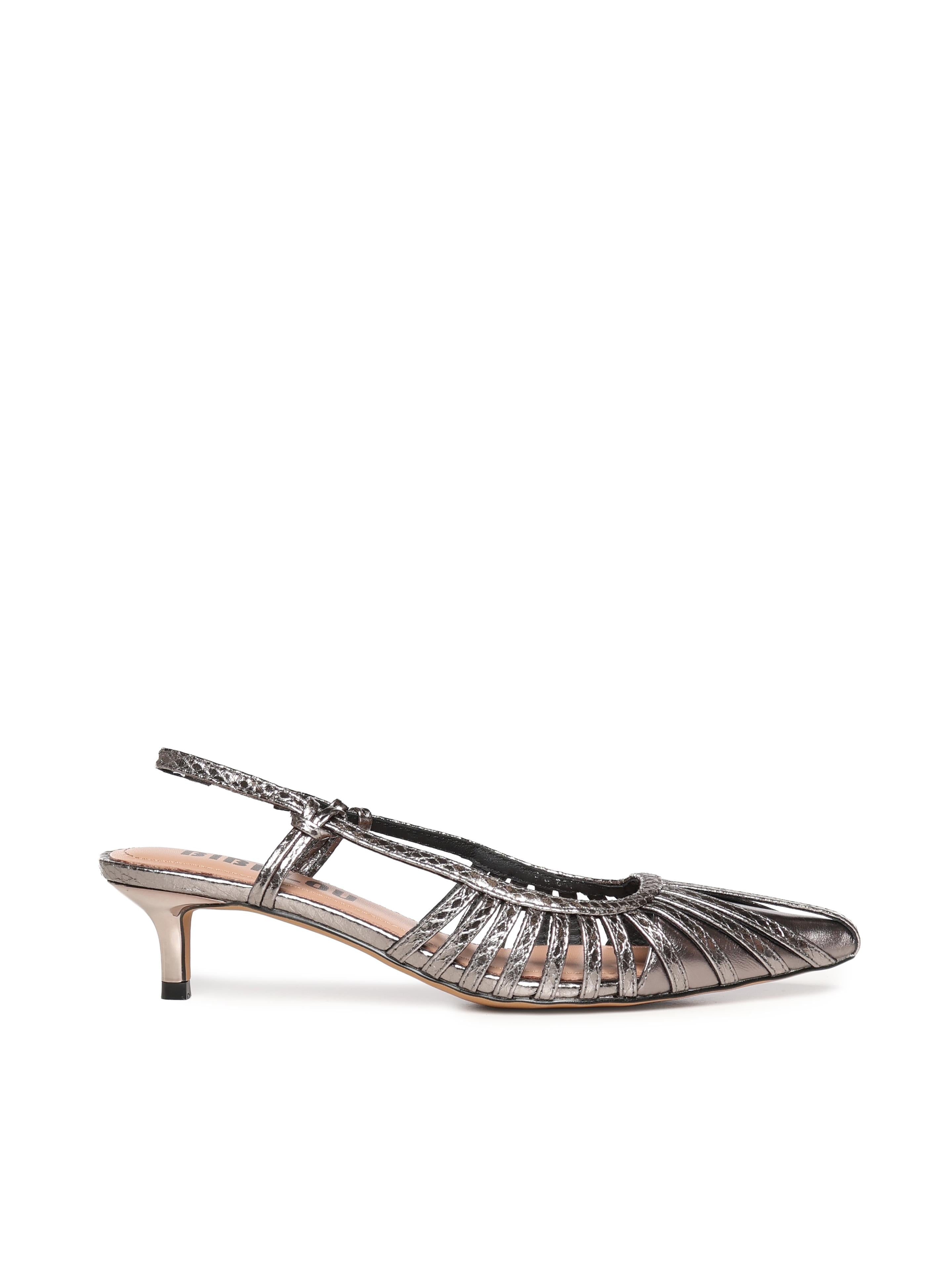 Pumps slingback in pelle metalizzata 774Z94HG PLOMO BIBI LOU 