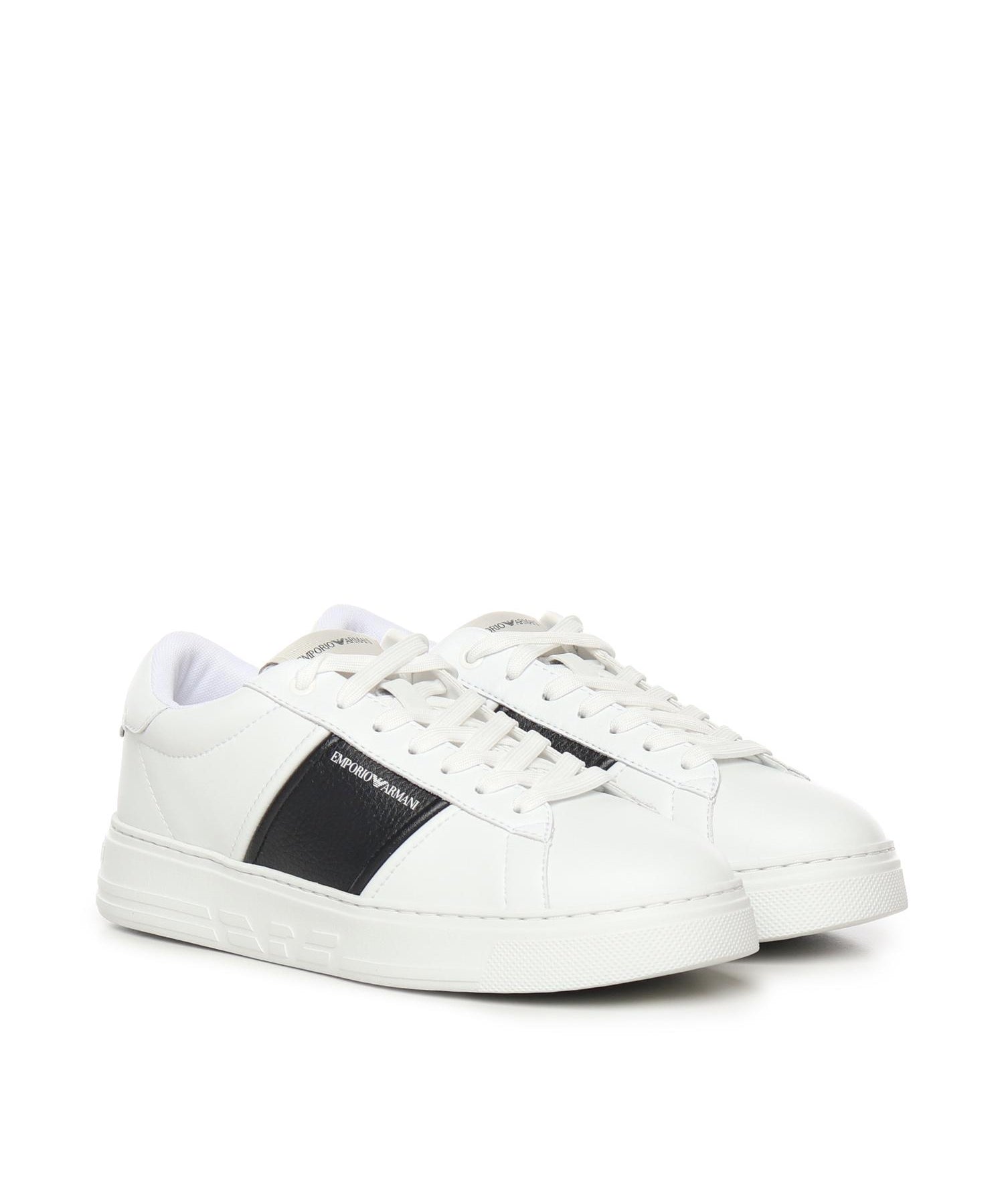 Sneaker in pelle con banda a contrasto EM003701 AF18017MZ021 EMPORIO ARMANI 