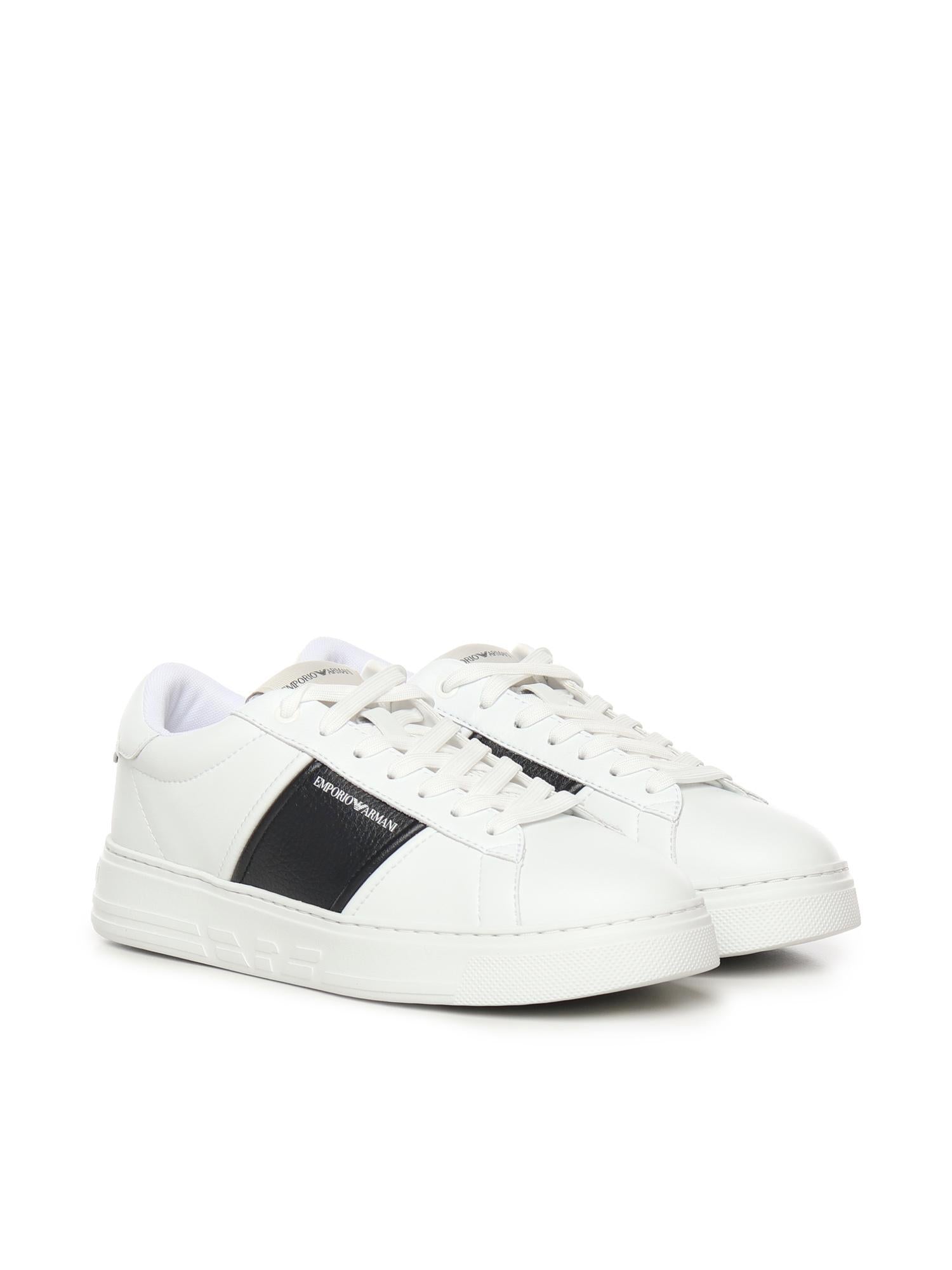 Sneaker in pelle con banda a contrasto EM003701 AF18017MZ021 EMPORIO ARMANI 