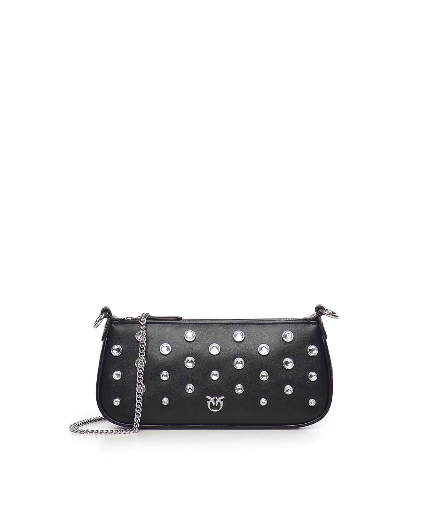 Borsa a spalla piccola Half Moon Horizontal in pelle con strass 105914 A2XQZ99N PINKO 
