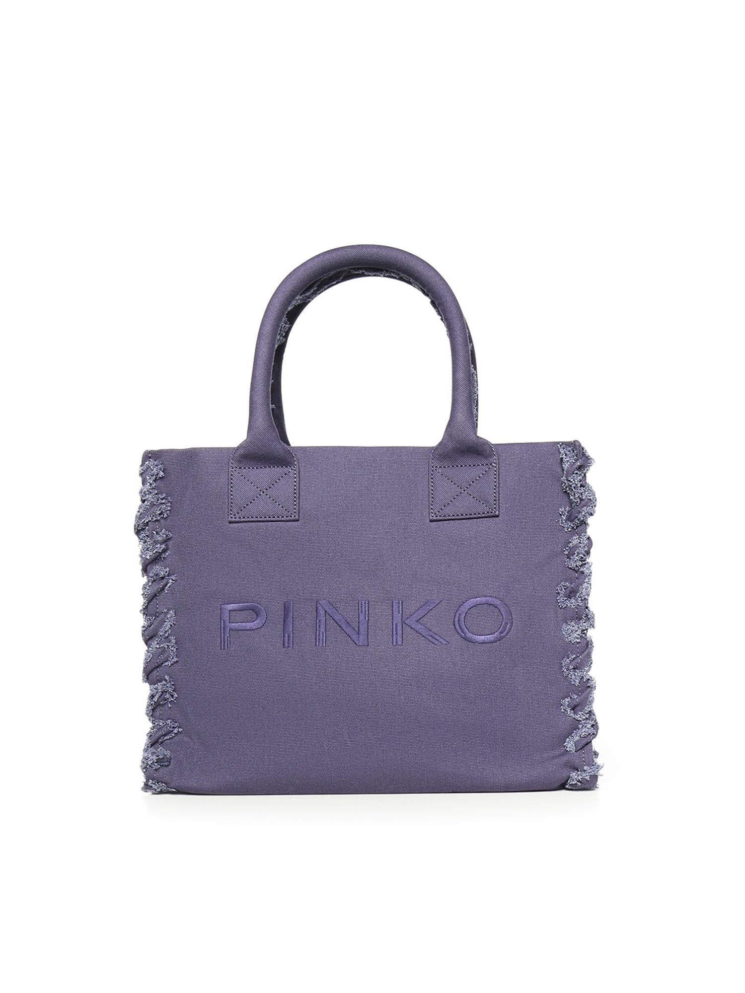 Borsa shopper Beach in canvas con logo 106673 A3A4J05 PINKO 