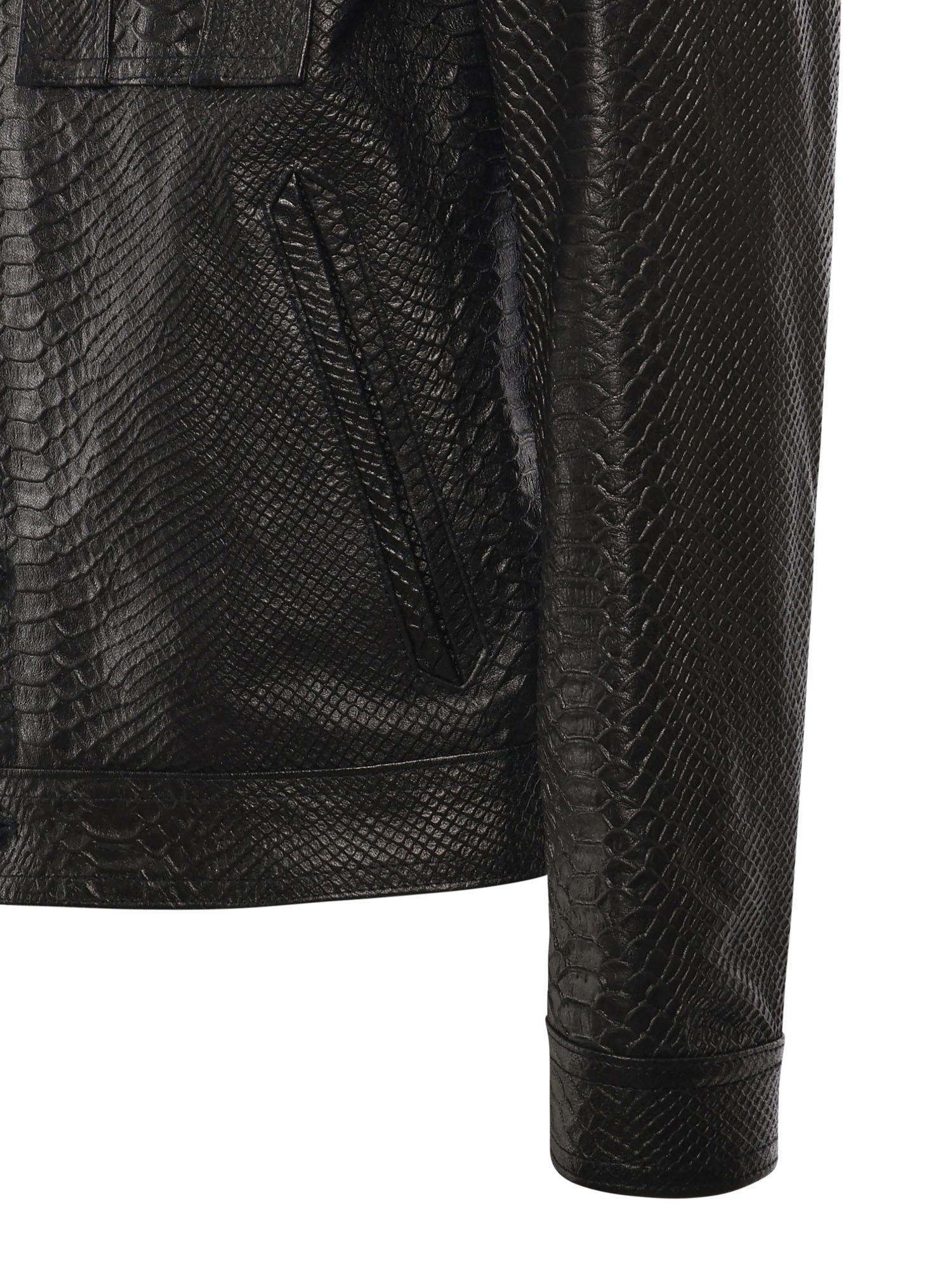 Giubbotto Julius in pelle<BR/> JULIUS CAESAR PITONENERO GIULIANO GALIANO 