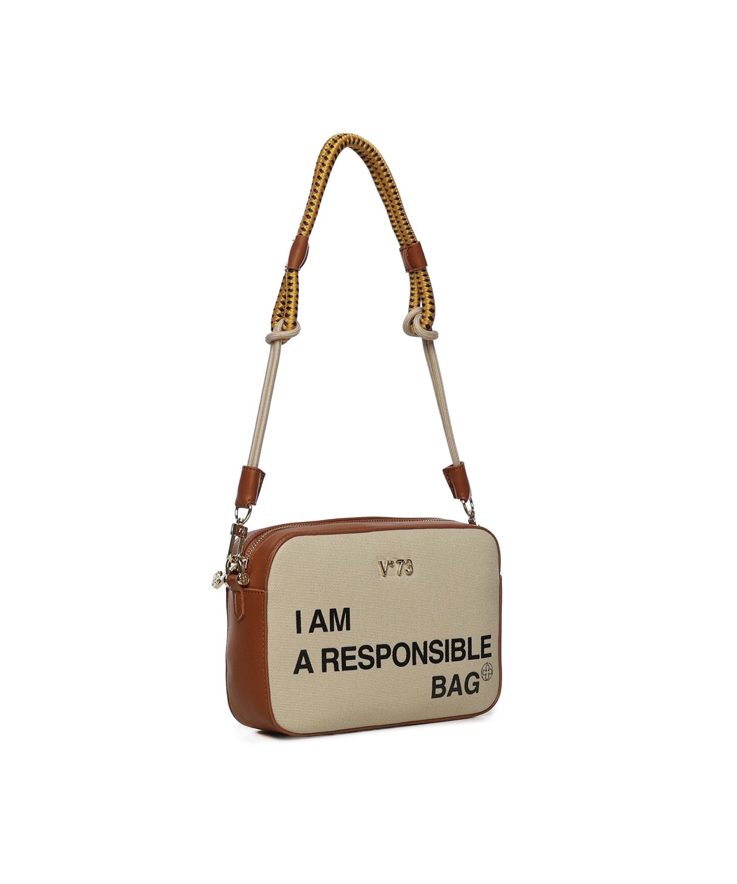 Borsa Responsible con logo 73BS9N006 RESPONSIBLEOFF WHITE/CUOIO V° 73 