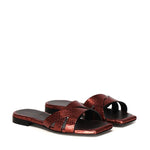 Sandali piatti Miryam<BR/> MIRYAM RETTILE BORDEAUX GIULIANO GALIANO 