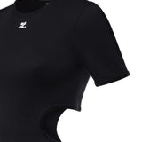 T-shirt cropped in cotone con logo 226JTS256JS0203 9999 COURREGES 