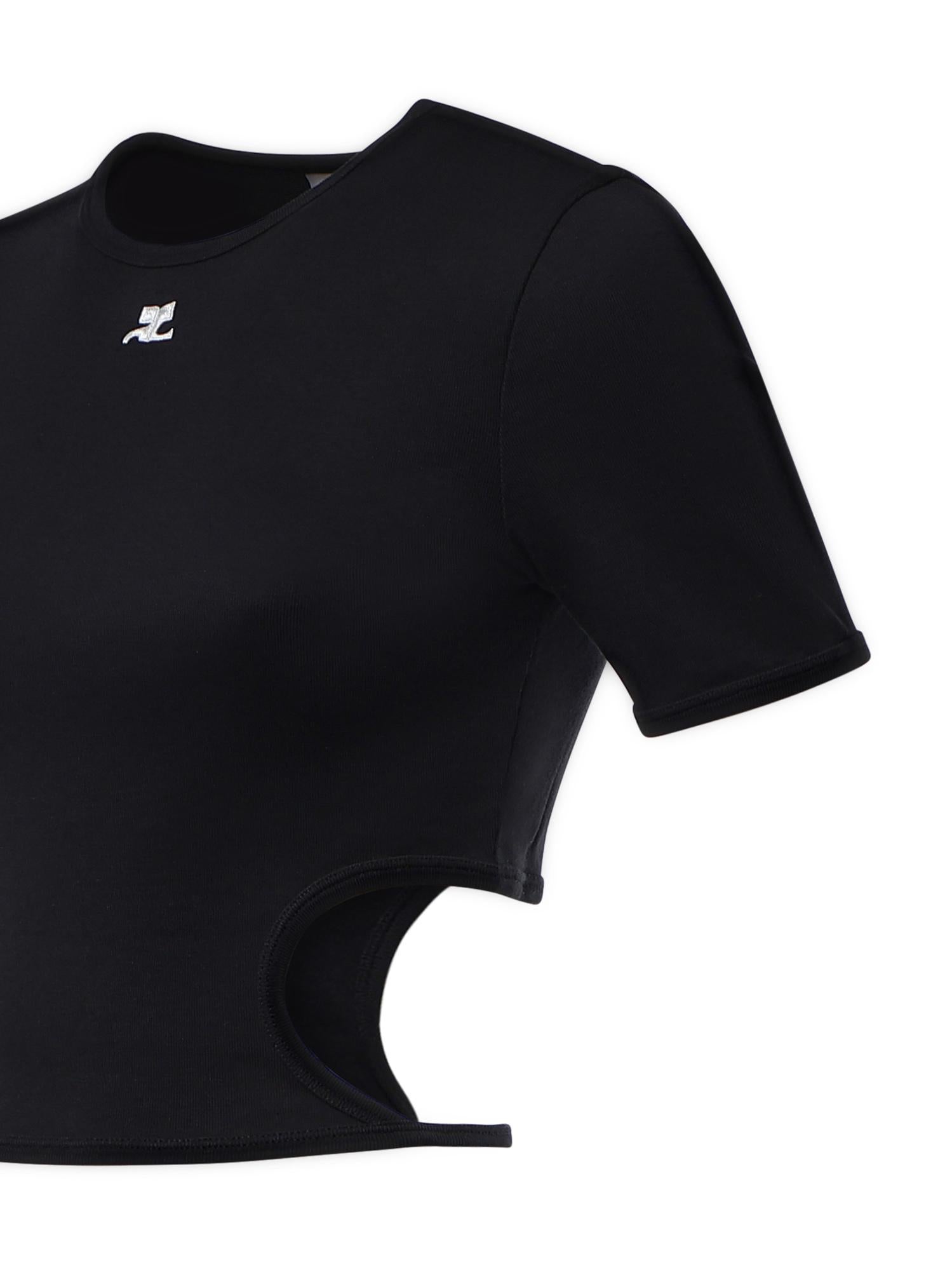 T-shirt cropped in cotone con logo 226JTS256JS0203 9999 COURREGES 
