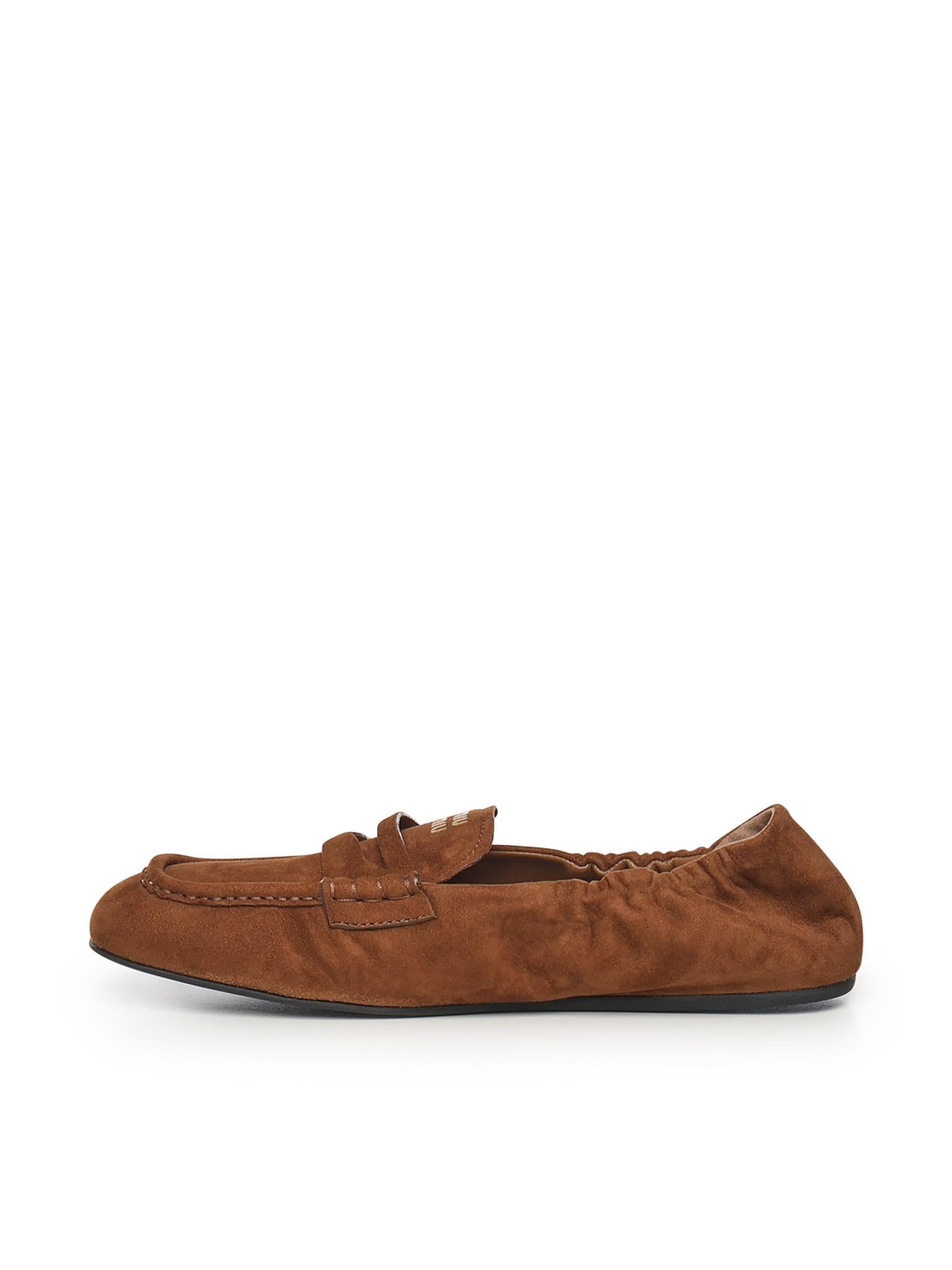 Mocassini Ruches in pelle scamosciata 5D341E 008F0316 MIU MIU 