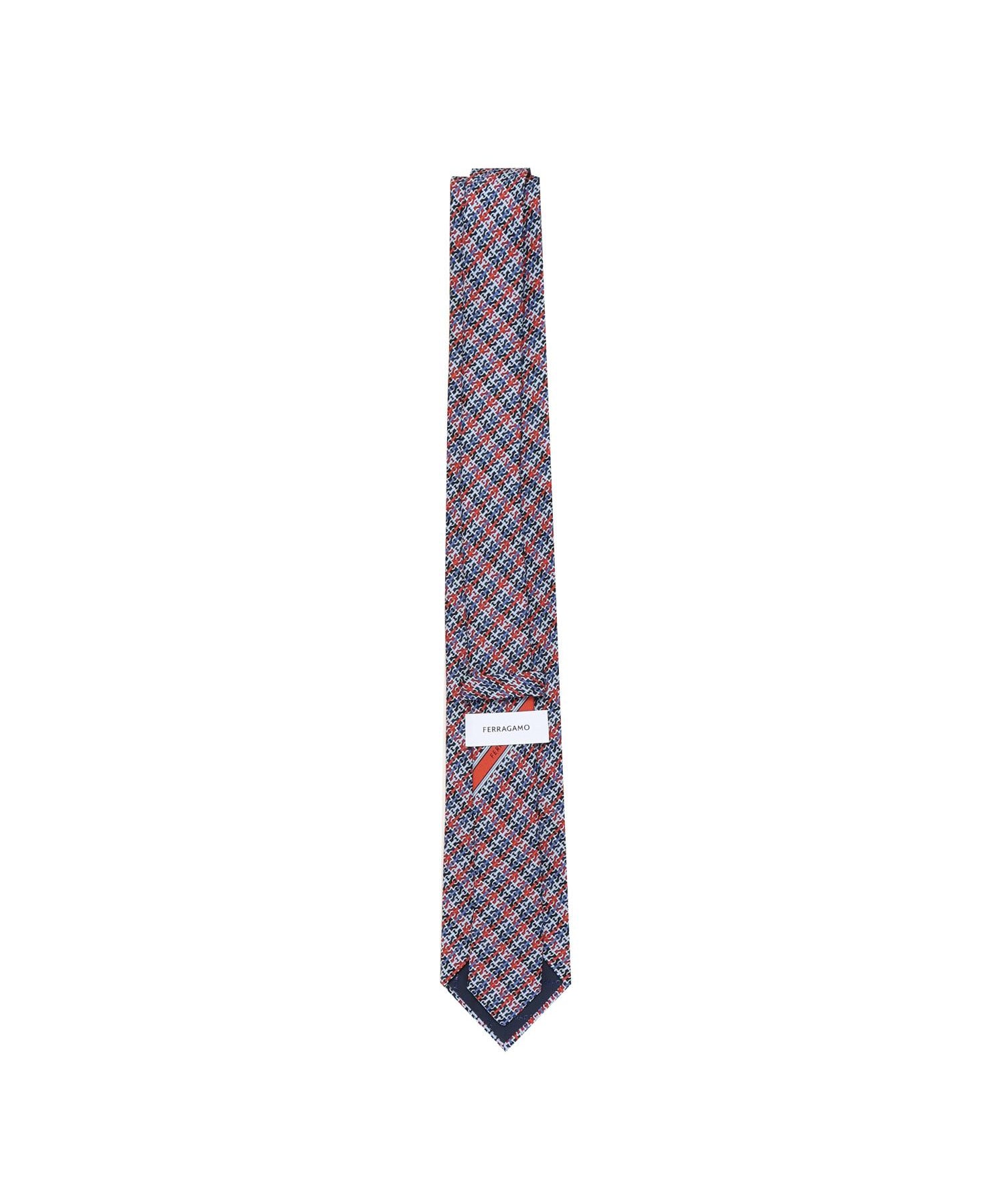 Cravatta in seta stampa Gancini chain 351298 786570002 FERRAGAMO 