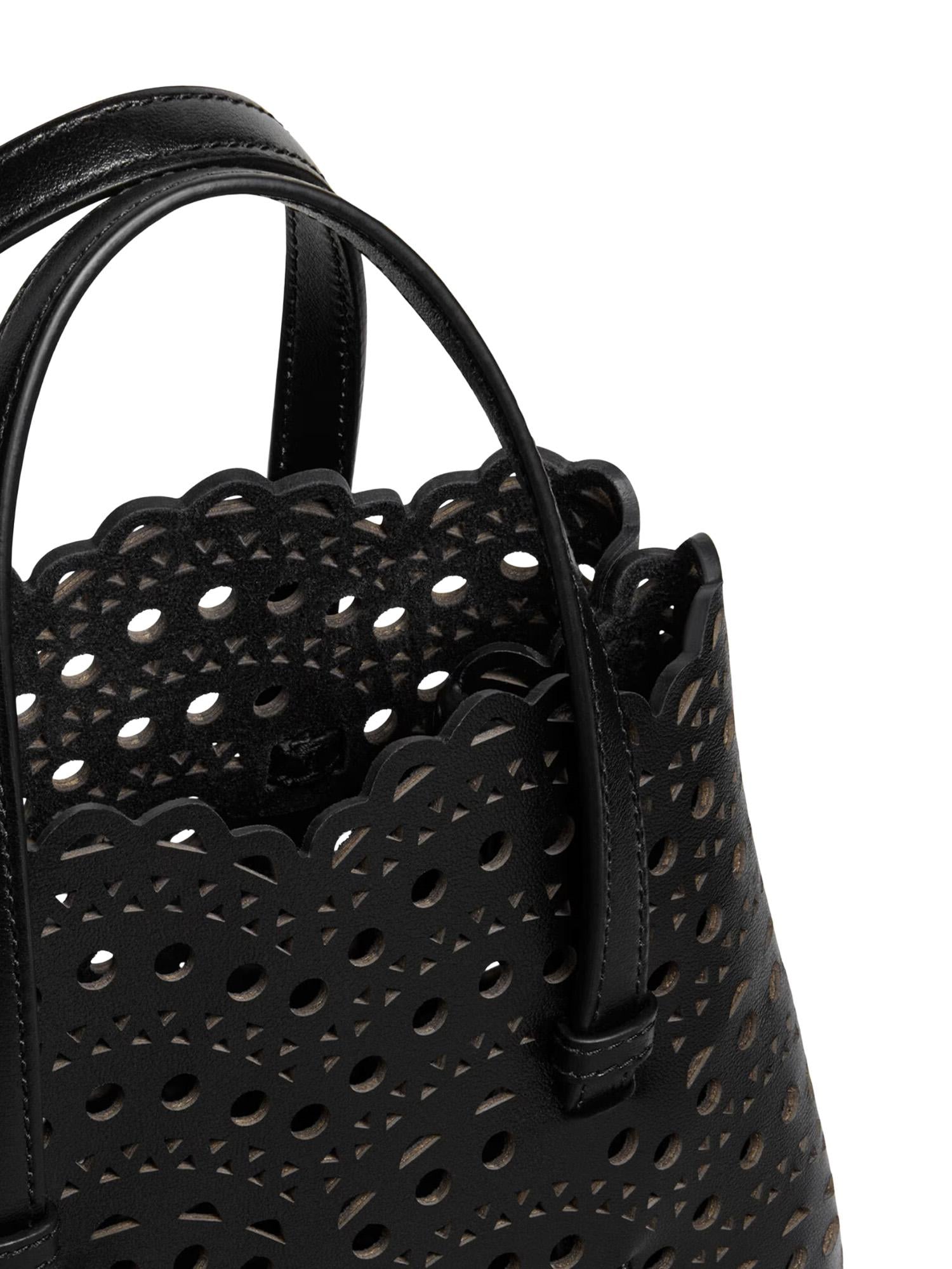 Tote bag piccola Mina 20 in pelle di vitello AA1S06720I251 999 ALAIA 