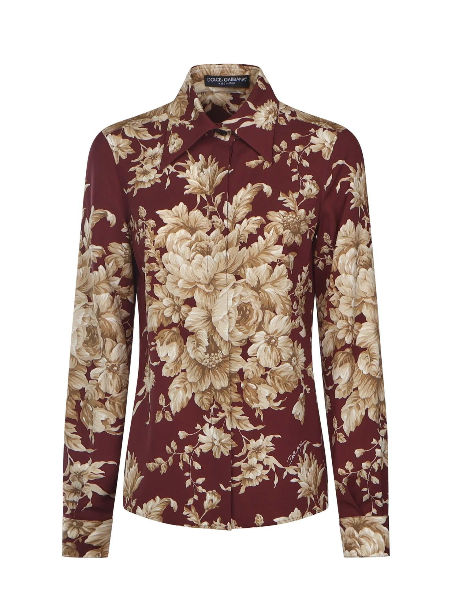 Camicia in charmeuse stampa Rose F5R64T FSA7YHR4OX DOLCE & GABBANA 