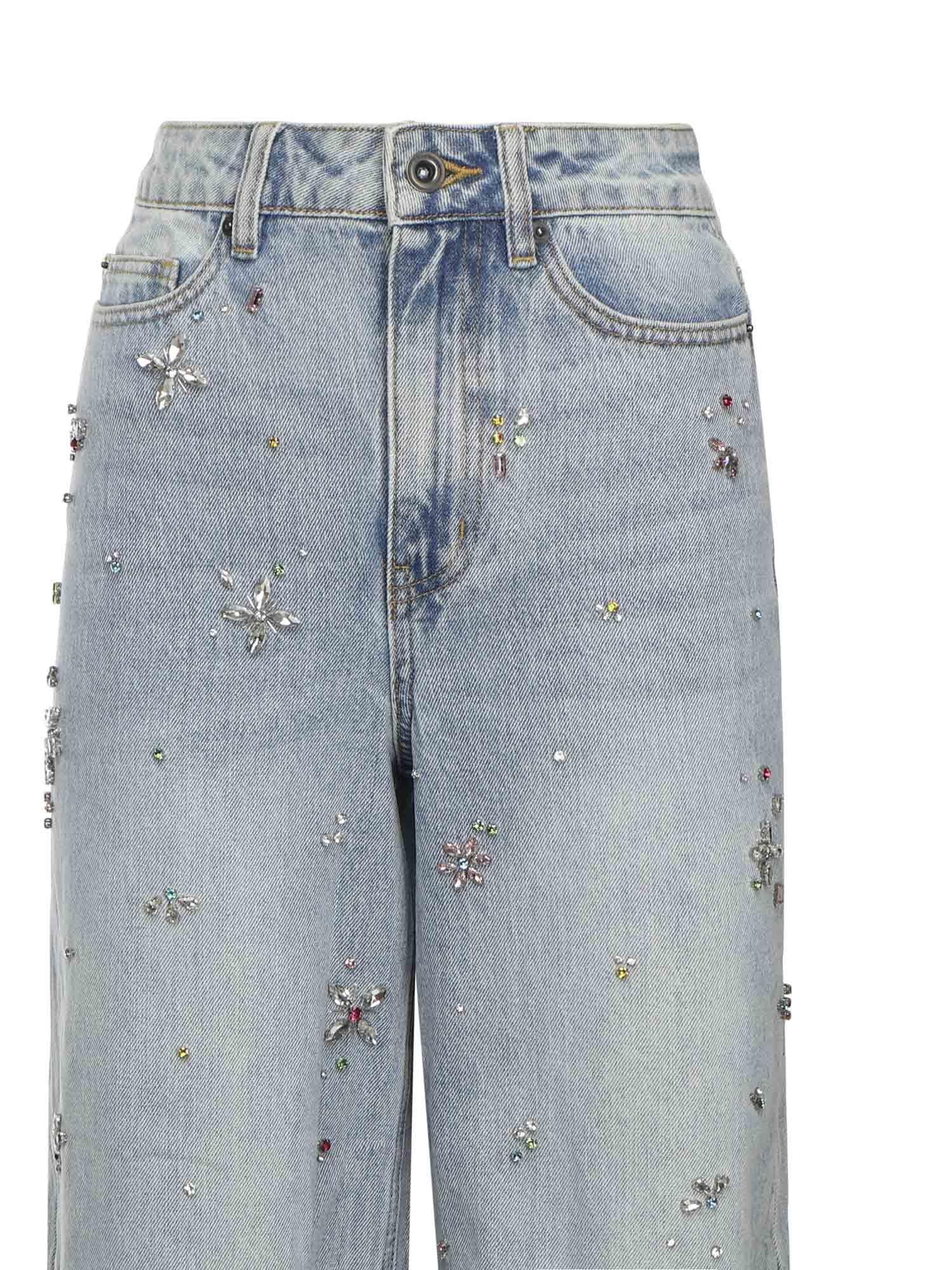 Jeans con fiori di strass AW25828PA BL SELF-PORTRAIT 