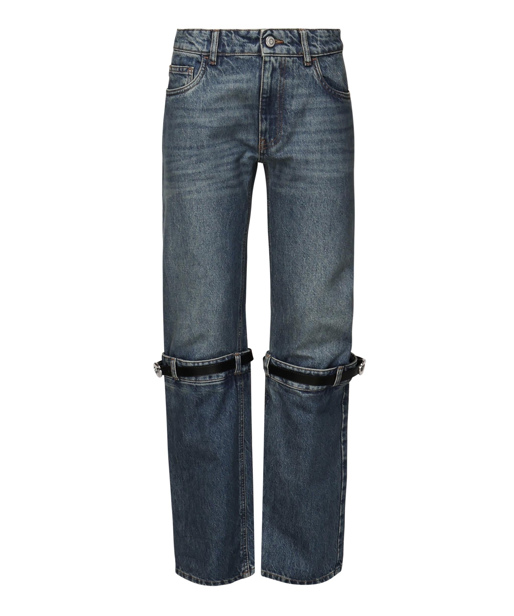 Jeans dritti con fibbia in pelle COPP32F2014 BLU COPERNI 