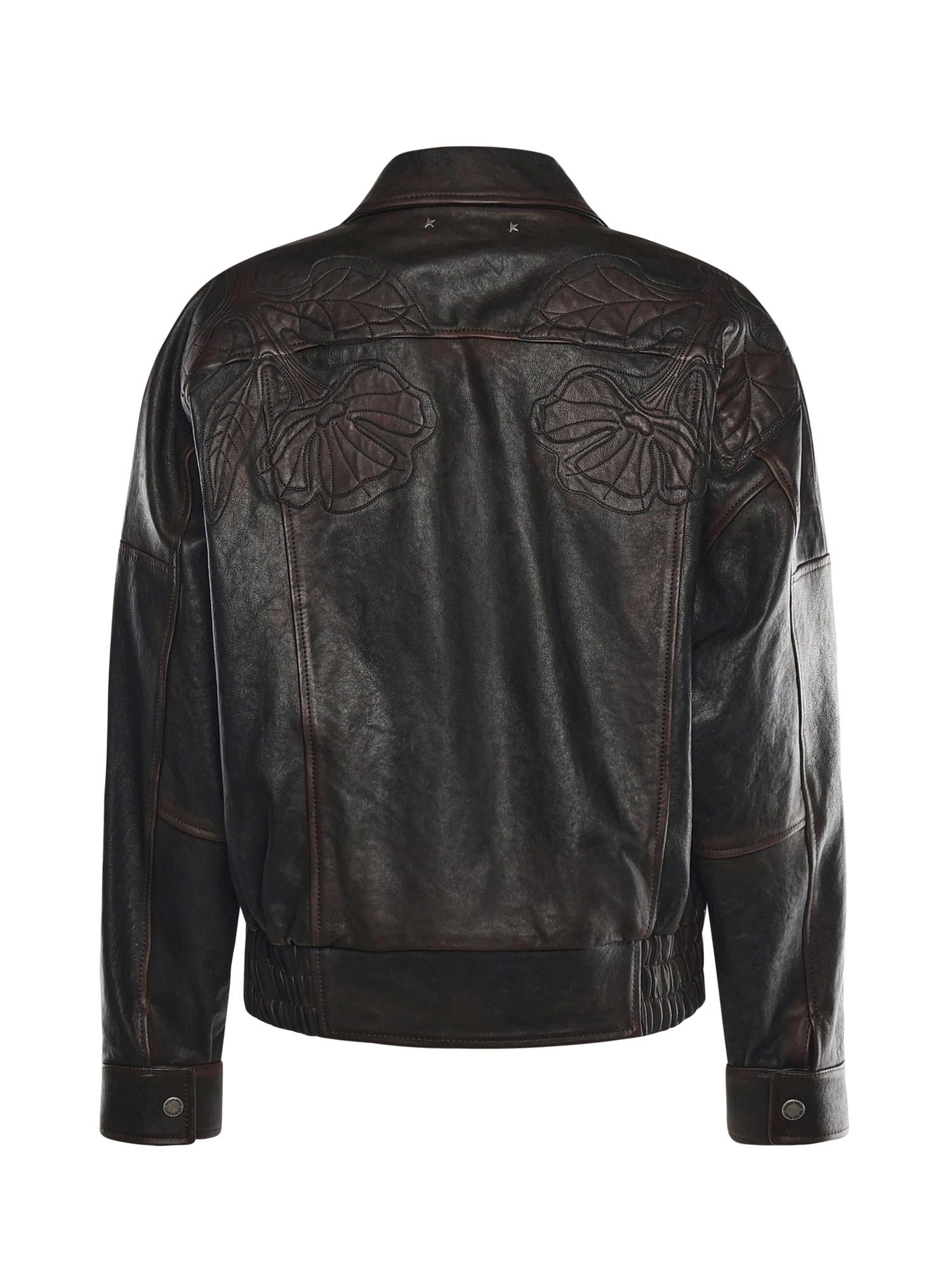Bomber in nappa con ricamo floreale GWP02560 P00230040249 GOLDEN GOOSE 