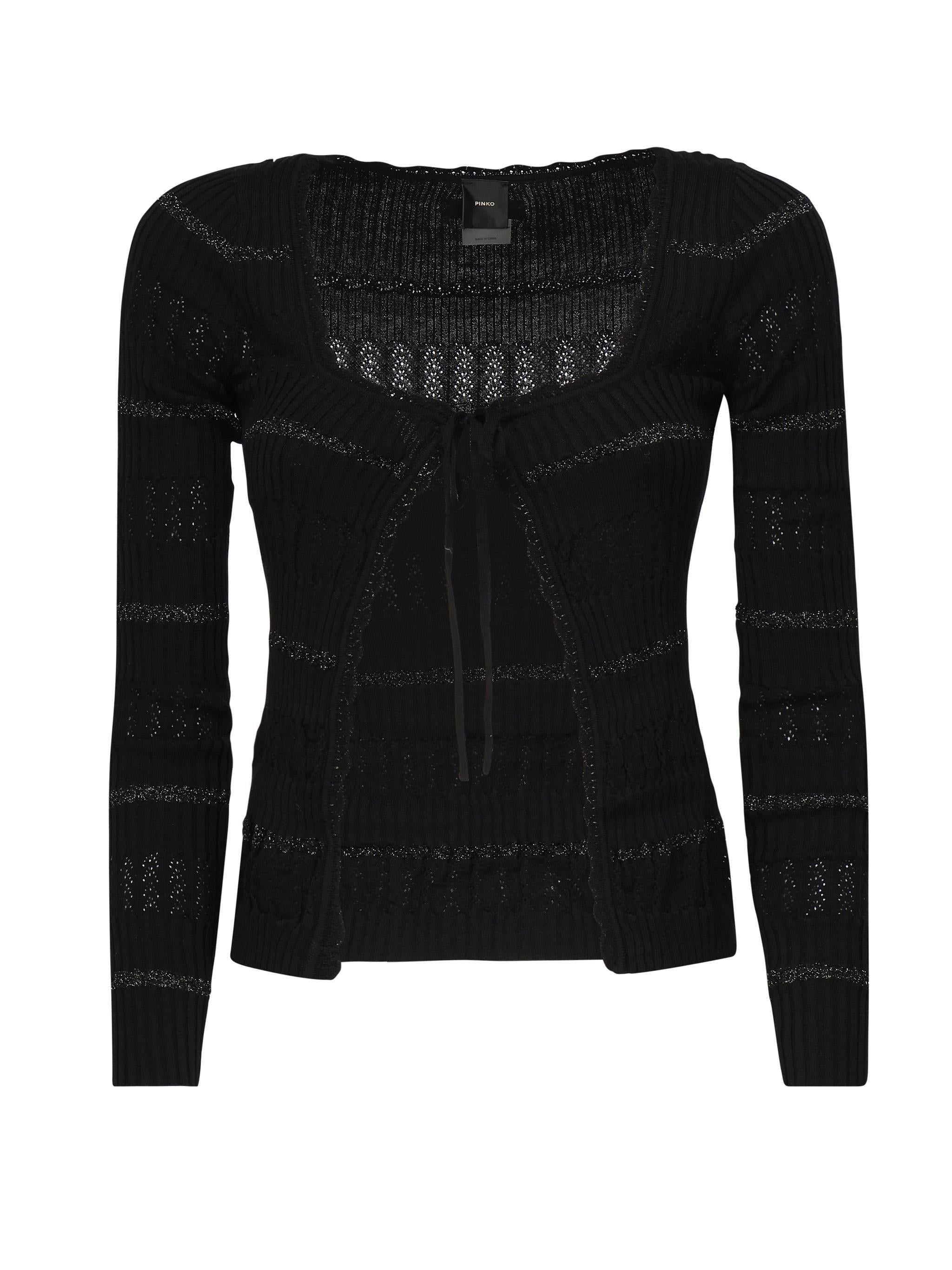 Polo maniche lunghe con riga metallizzata 104734 A2FCZ99 PINKO 