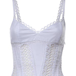 Miniabito Gardenia in voile di cotone e pizzo 261602 WHITE CHARO RUIZ 